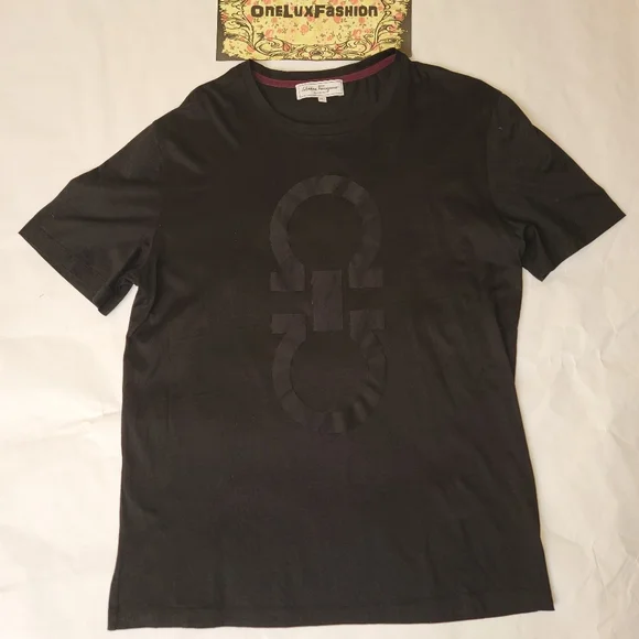 【送料&関税込】Ferragamo Logo T-shirt Ferragamo T Shirt Black Mens Salvatore Ferragamo
